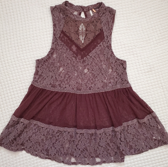 Free People Tops - Free people lace babydoll high neck top small